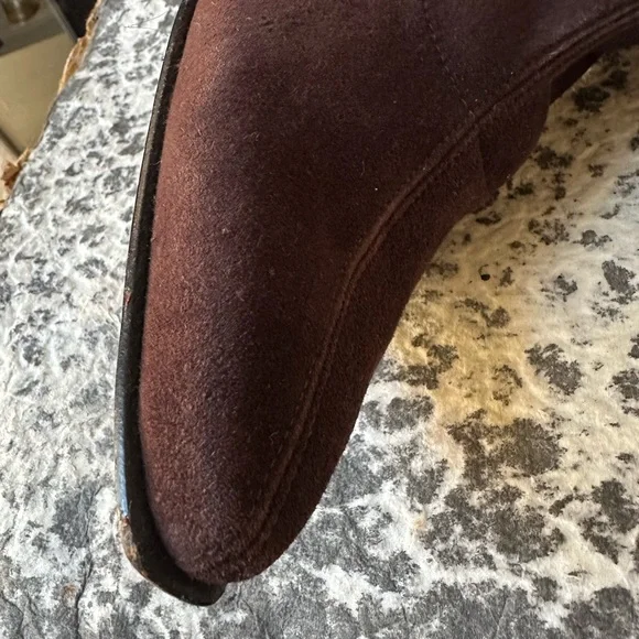 STUART WEITZMAN Brown Suede Heeled Pull Up Tall Boots - Picture 3 of 9